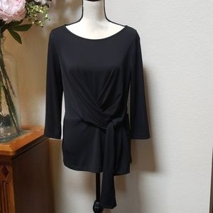 ANN TAYLOR Black Side Knot Top
